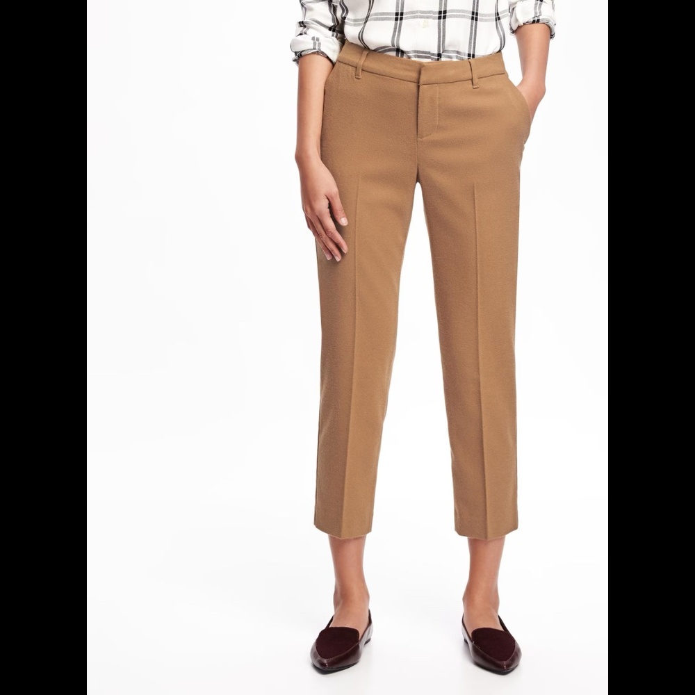 Old Navy Wool Like Brushed Twill Harper Mid-Rise Cropped Pants